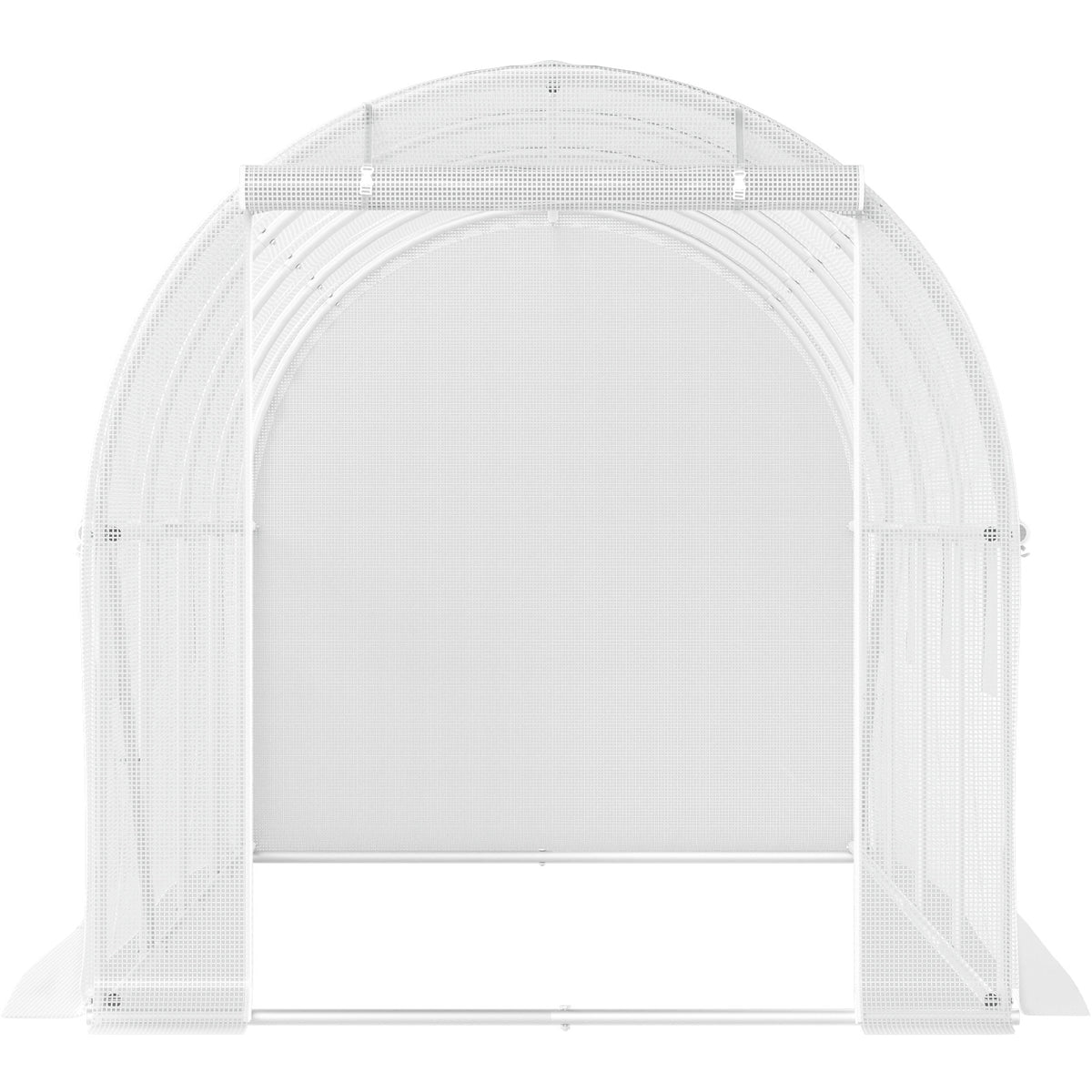 15ft x 6.5ft x 7ft Walk‑In Tunnel Greenhouse — Galvanized Steel Frame Roll‑Up Windows & Zippered Door White
