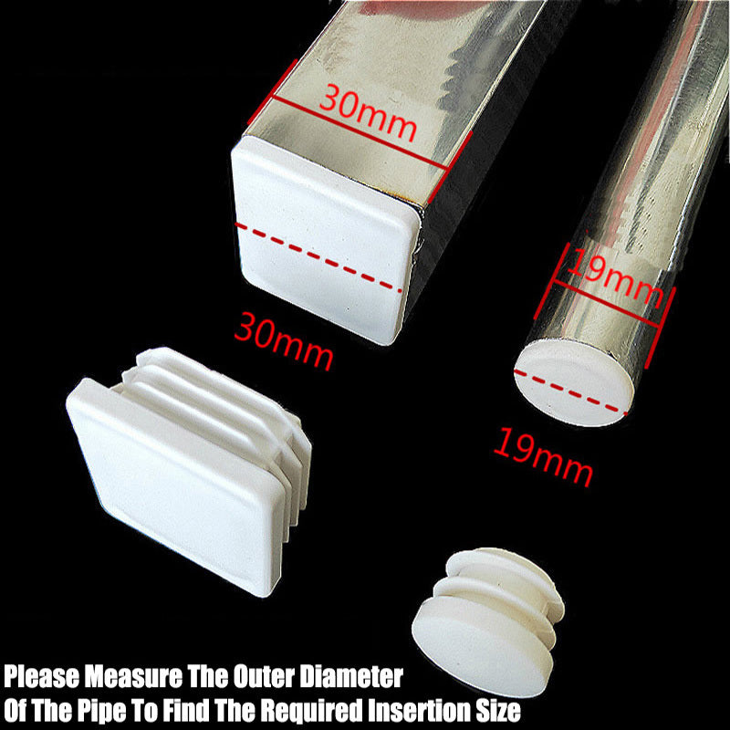 White Plastic Rectangle/Square/Round Blanking End Caps Tube