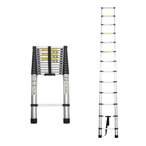 Telescoping Ladder 12.5FT, Telescopic Extension Ladder, Aluminum Alloy Folding Ladder Portable Multi - Purpose for Indoor Outdoor Work, Heavy Duty 300 lbs Load - HomeDIYer