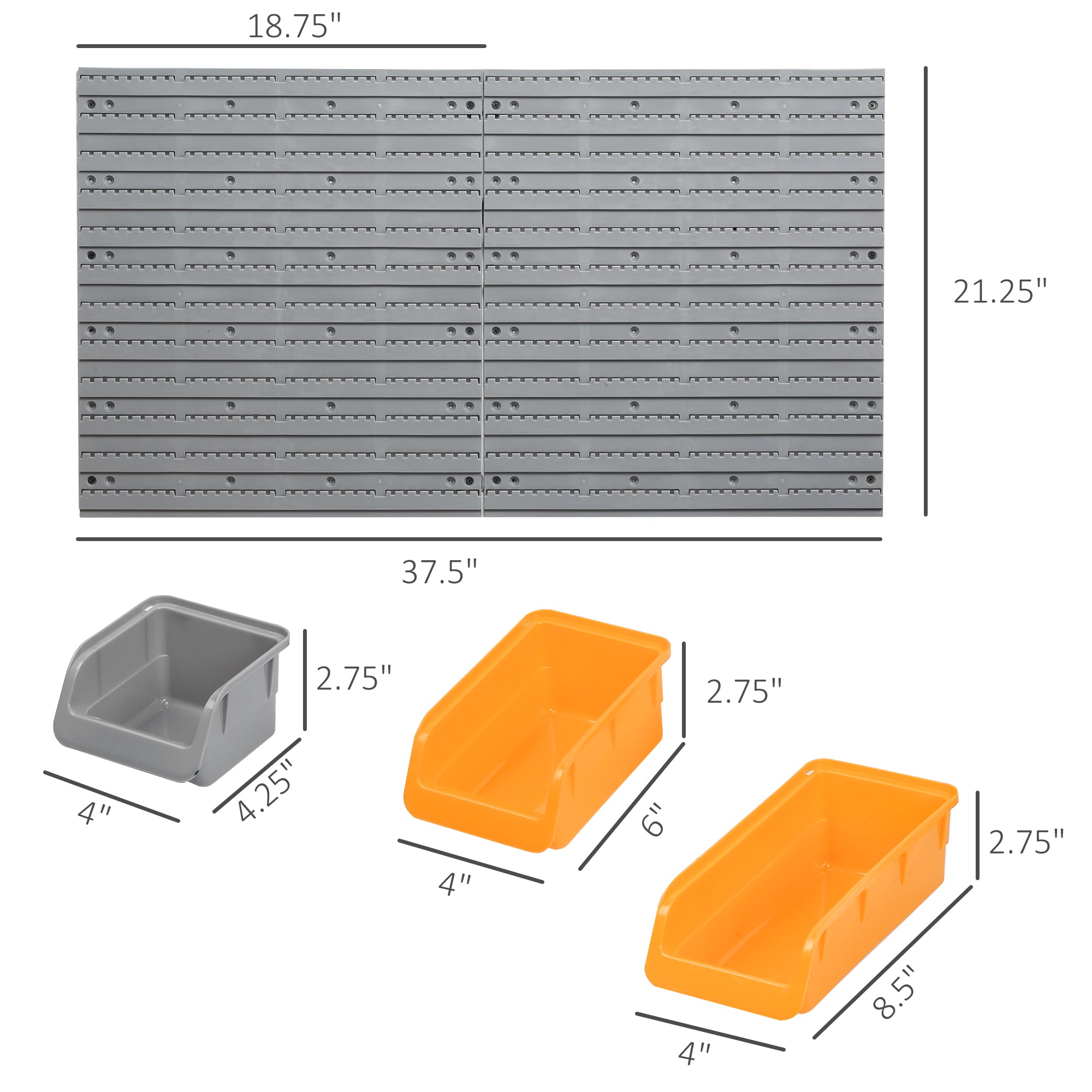 44-Piece Wall Mounted Pegboard Tool Organizer Kit with Storage Bins & Hooks, 66 lb Capacity, Orange