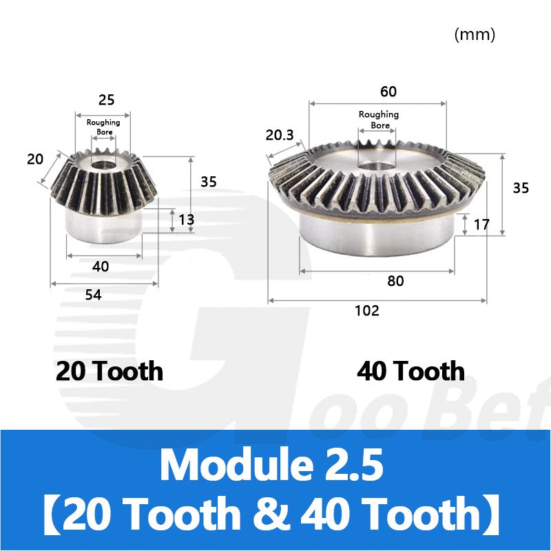 Bevel Gear Set Mod 1.5 2 2.5 3 Steel 1:2 Pairing 15/30 16/32 18/36 20/40 Tooth