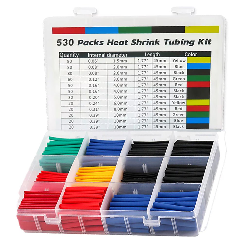 530 pcs heat shrink tubing assortment set multicolored heat shrink tubing set in box | HomeDIYer - HomeDIYer