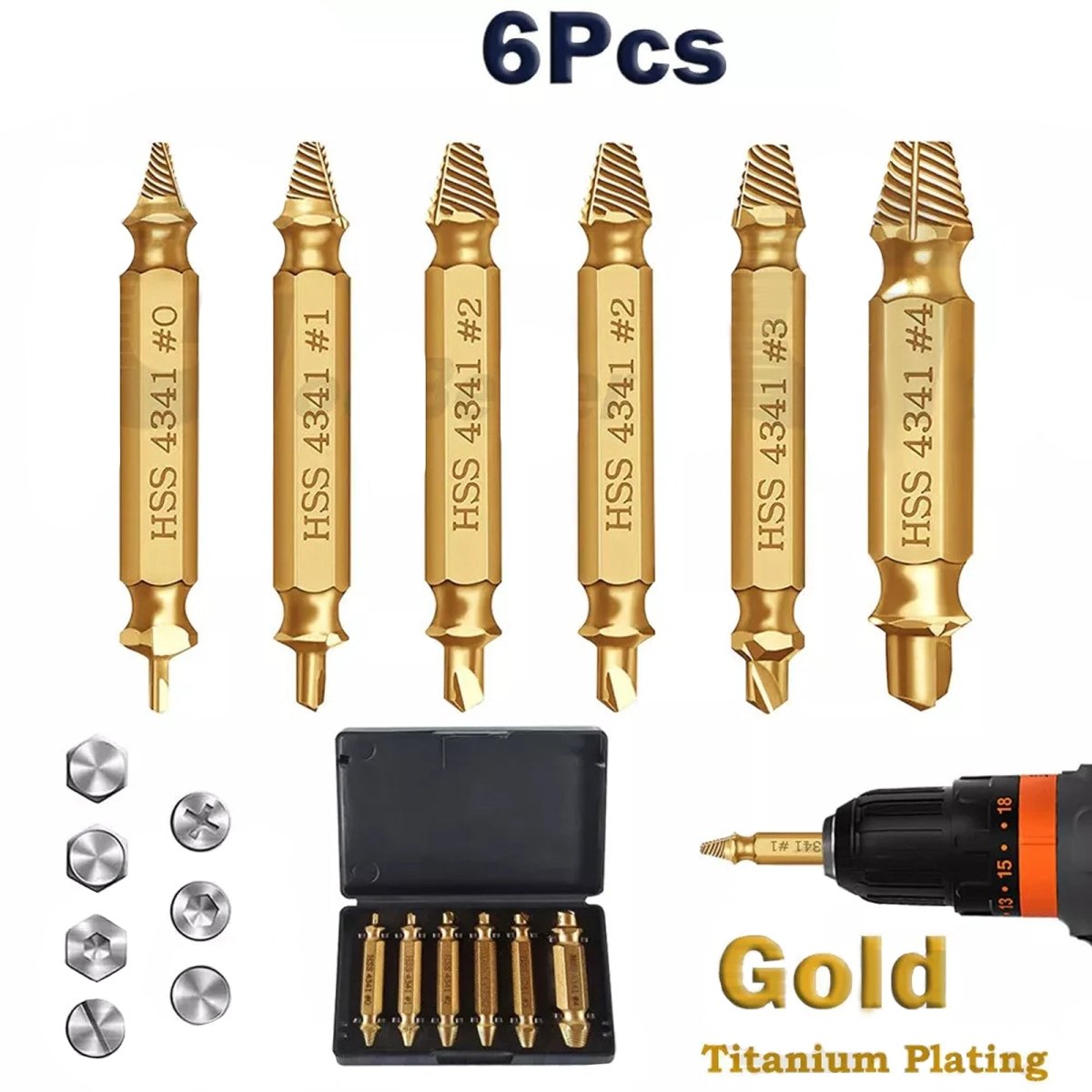 6Pcs Damaged Screws Extractor Set Broken Bolt Remover Speed Out Drill Bits Tool - HomeDIYer