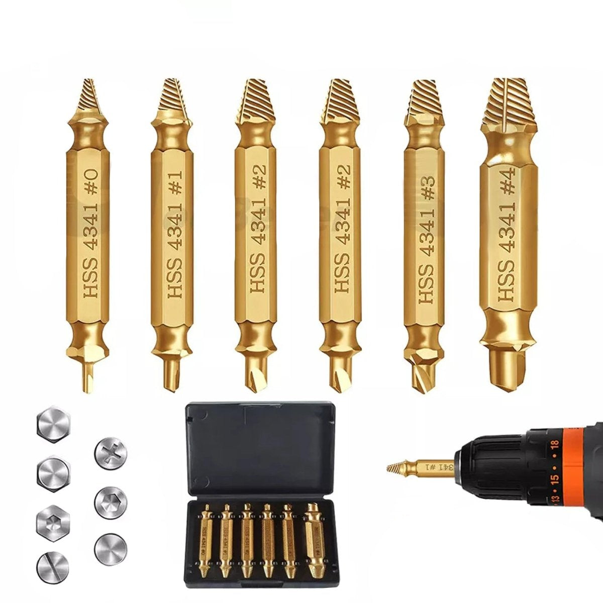 6Pcs Damaged Screws Extractor Set Broken Bolt Remover Speed Out Drill Bits Tool - HomeDIYer