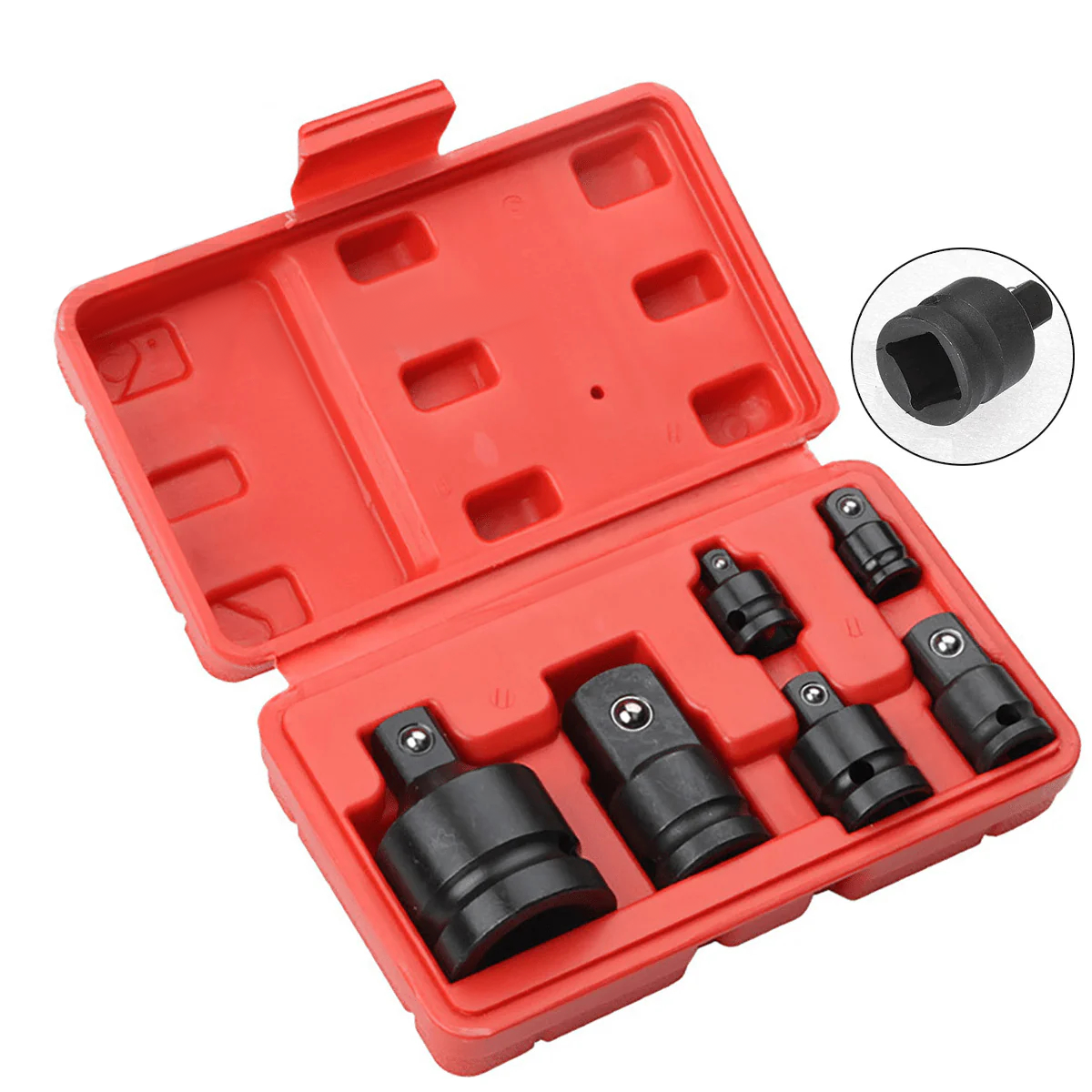 6Pcs Impact Socket Adaptor Tools Set 1/4" 3/8"~ 3/4" Drive Step Up/Down Reducer