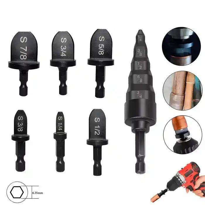 7x Swaging Tube Expander Tool Drill Bit Set Air Conditioner Copper Tube Expander | HomeDIYer - HomeDIYer