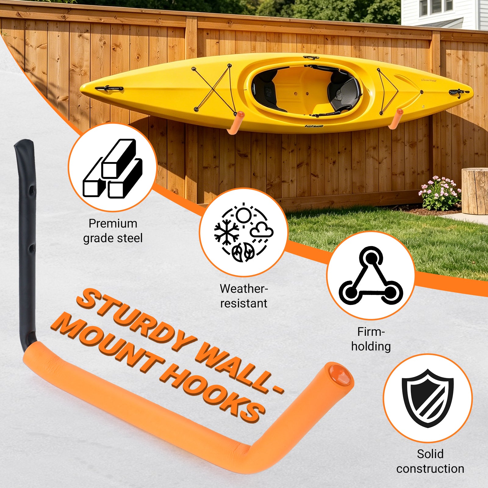 Heavy Duty Garage Storage Hooks 4-Pack 100LBS Wall Mount