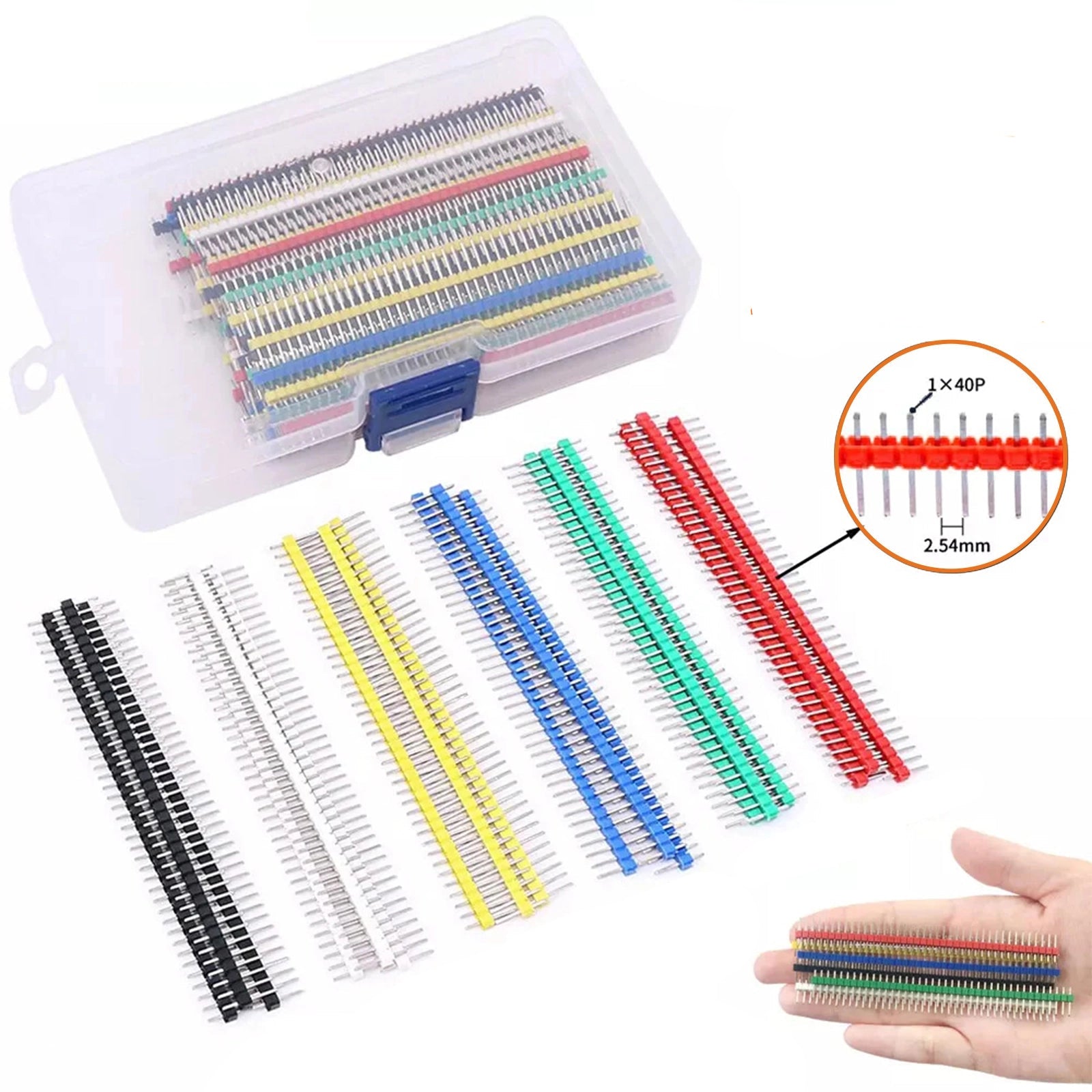 120Pcs Pin Header Set 2.54mm Iron 40 Pins Connector Strip Pin Header Connector - HomeDIYer