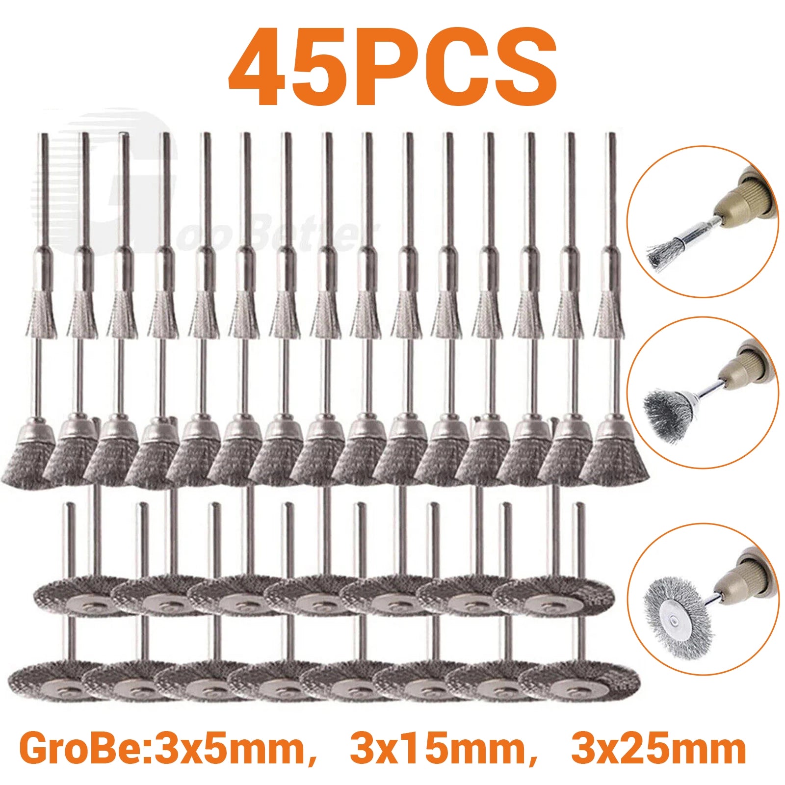 45x Wire Brush Set Disc Brush Wire Brush Wheel Brush For Dremel Sanders - HomeDIYer