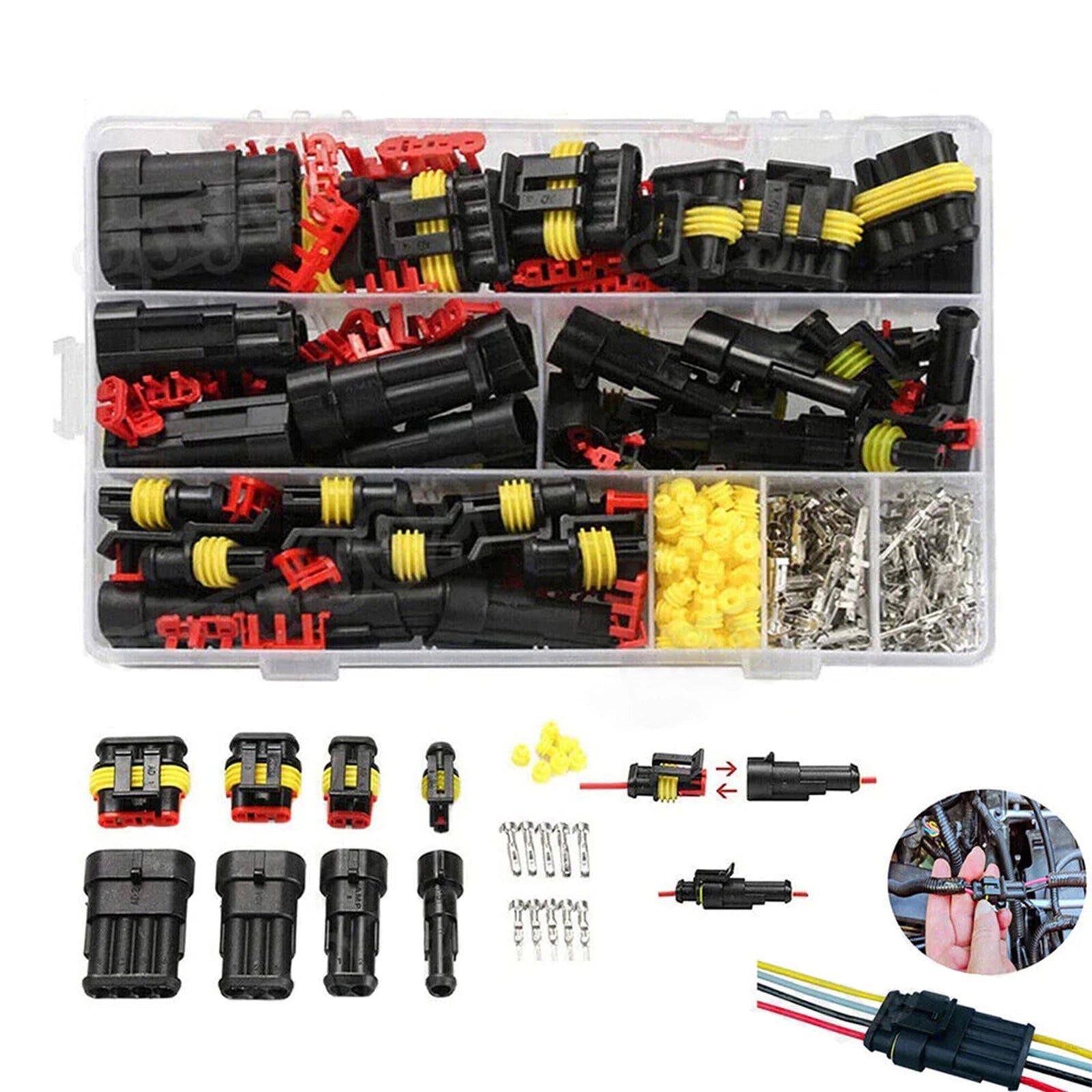 352Pcs 1/2/3/4Pin Cable Wire Connector Plug Waterproof Sealed For Electrical Car - HomeDIYer