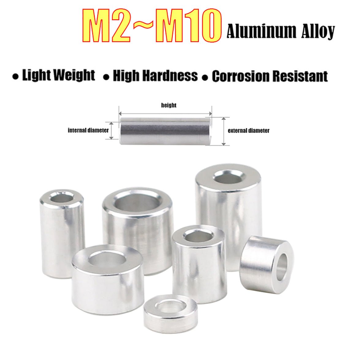 Aluminium Standoff Spacers M2 - M5 Stand off Collar Round Spacer Bush Washers - HomeDIYer