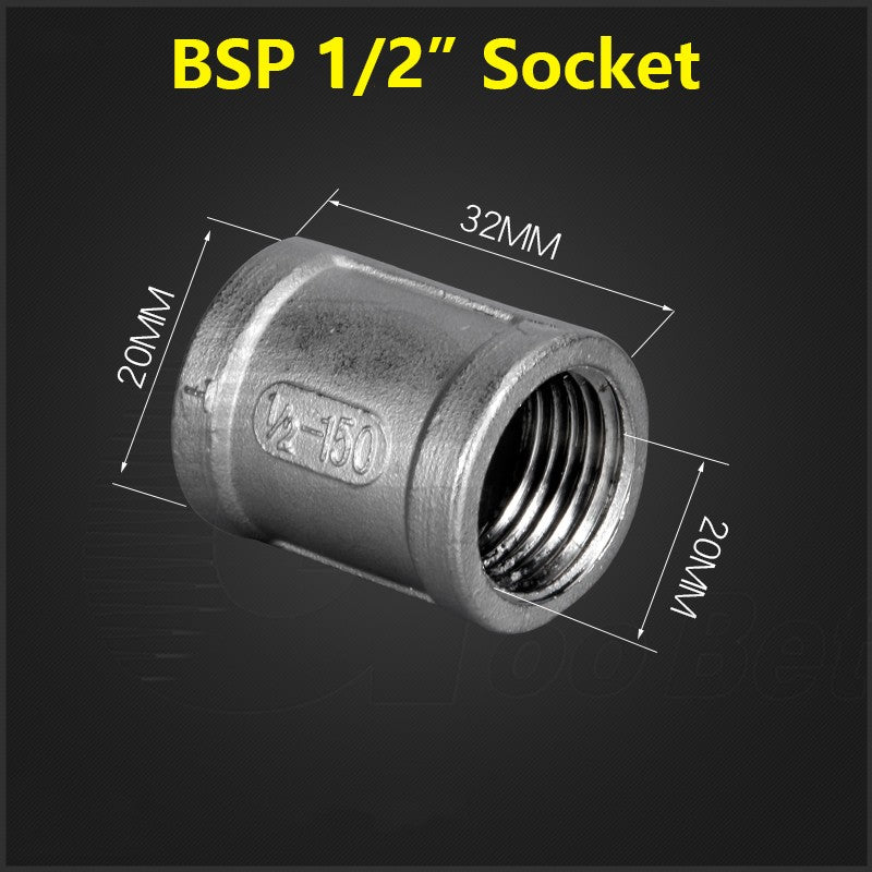 304 Stainless Steel 1/2" BSP Threaded Pipe Fittings — Nipple, Elbow, Tee, Socket & Cap