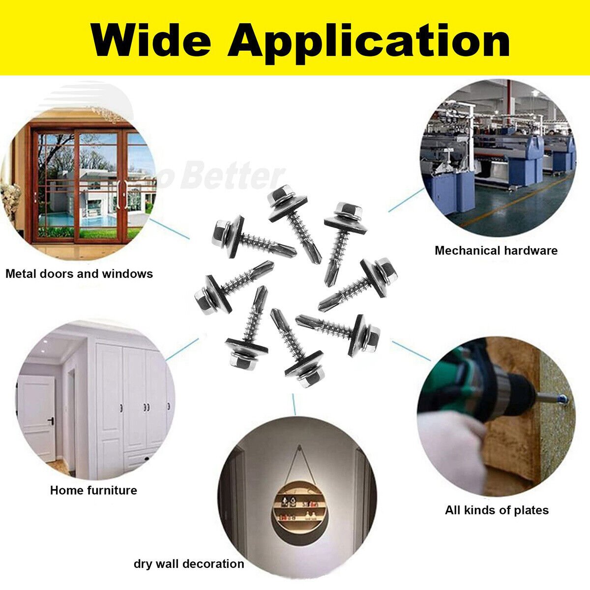 M4.2 M4.8 Hexagon Head Self Drilling Roofing Screw Set With bonded EPDM Rubber Washers - HomeDIYer