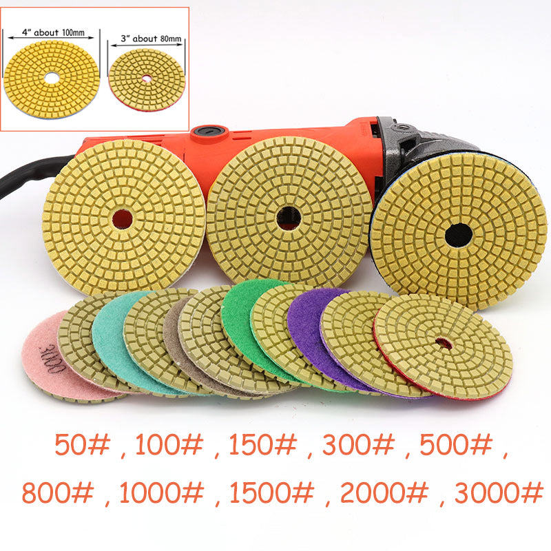 100mm 4"/75mm 3" Wet Diamond Polishing Pads Concrete Granite Marble 50-3000 Grit