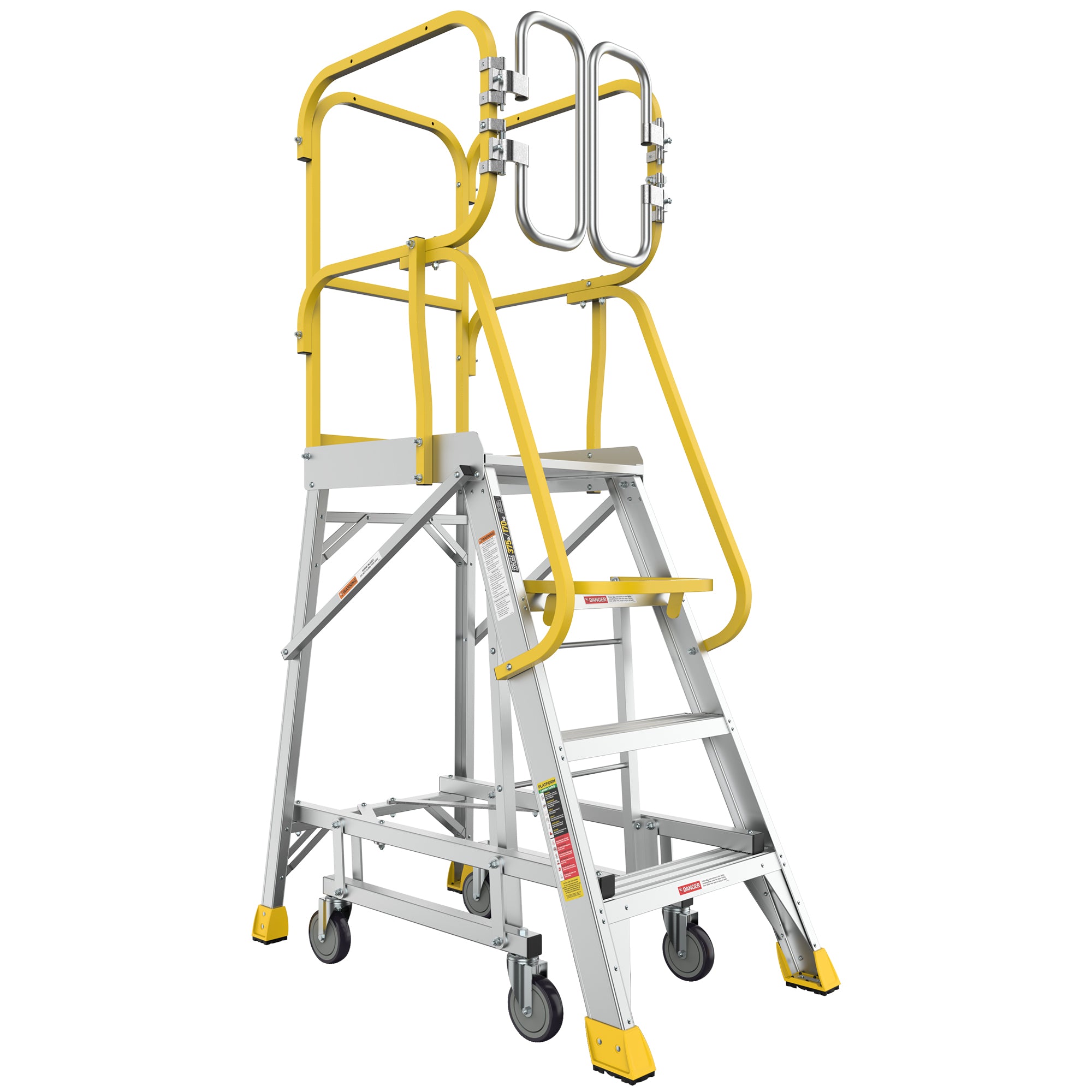 4‑Step Aluminum Rolling Platform Ladder — 375 lb Capacity, 20"x24" Standing Platform, Silver
