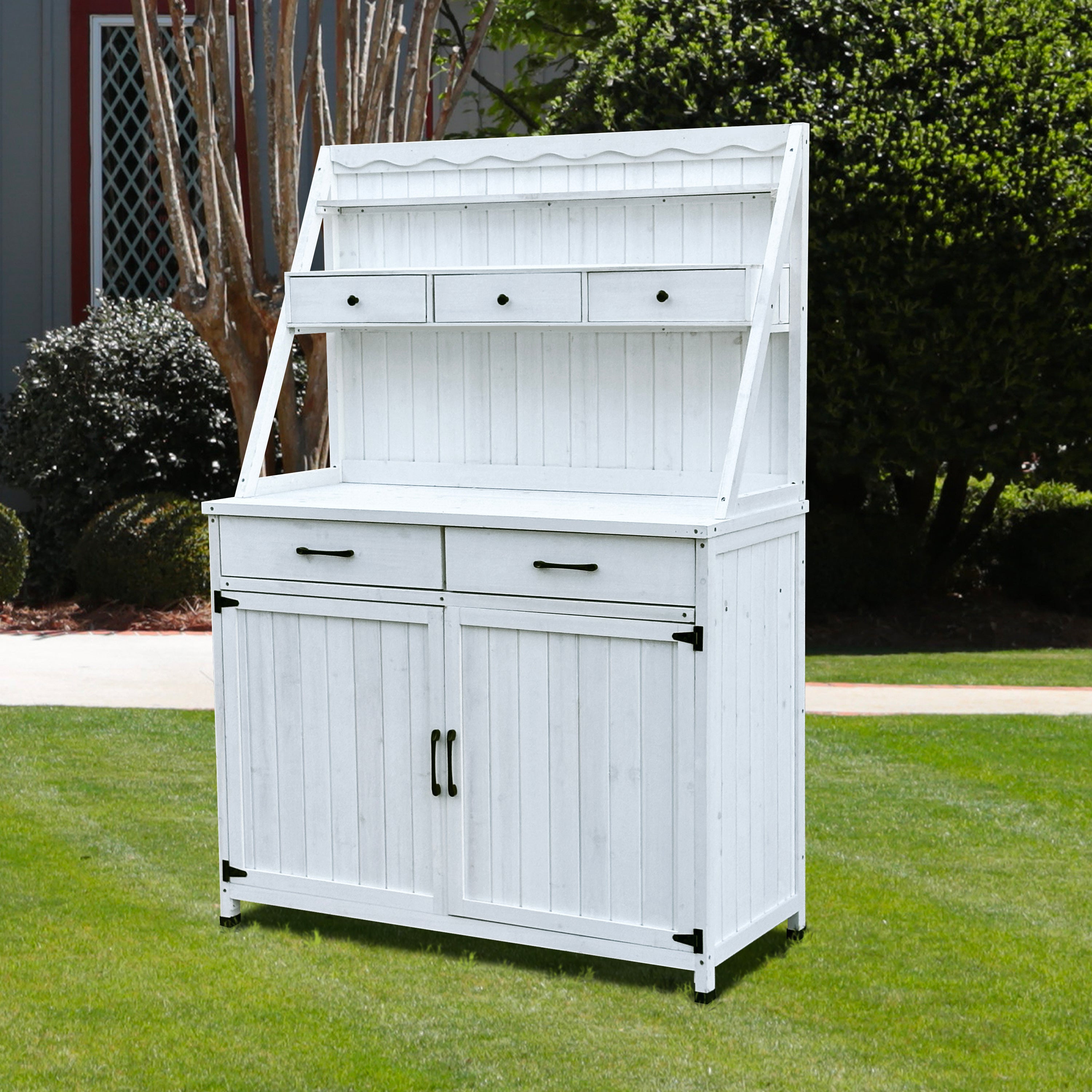 Outdoor Potting Bench Table, Tableside cabinet tool cabinet ,Wooden Gardening Table Tabletop and Storage Cabinet, Planting Table Garden Work Bench for Garden, Patio, Greenhouse