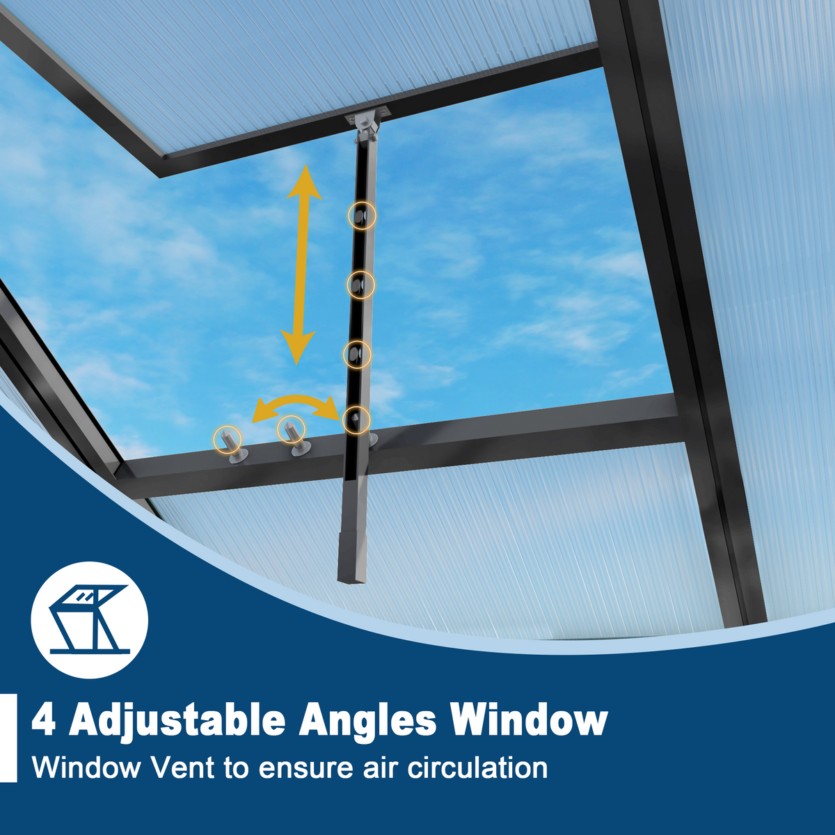 6ft x 8ft Walk‑In Polycarbonate Greenhouse — Sturdy Aluminum Frame Lockable Door Adjustable Vents & UV Protection Black