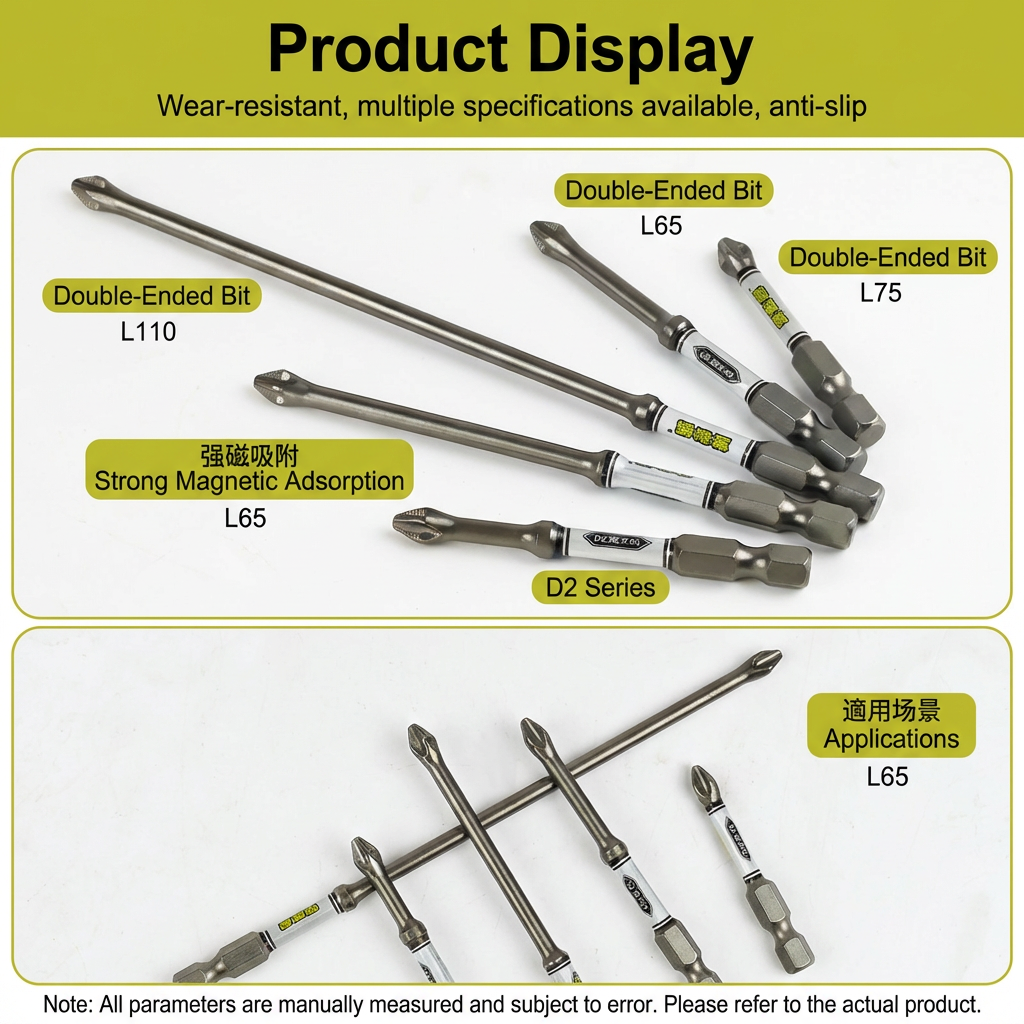 D2 Steel Anti-Slip Magnetic Impact Screwdriver Bits | Nunchaku-Style Single-End Bits