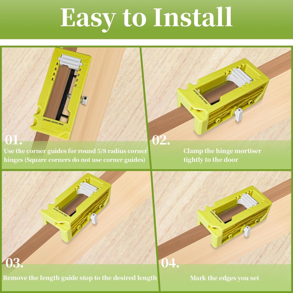 Door Hinge Jig, Door Hinge Tool, Door Hinge Router Template, Hinge Installation Kit Fits 3'' to 5'' Length and 1/4'' or 5/8'' Thickness Door Hinge - HomeDIYer