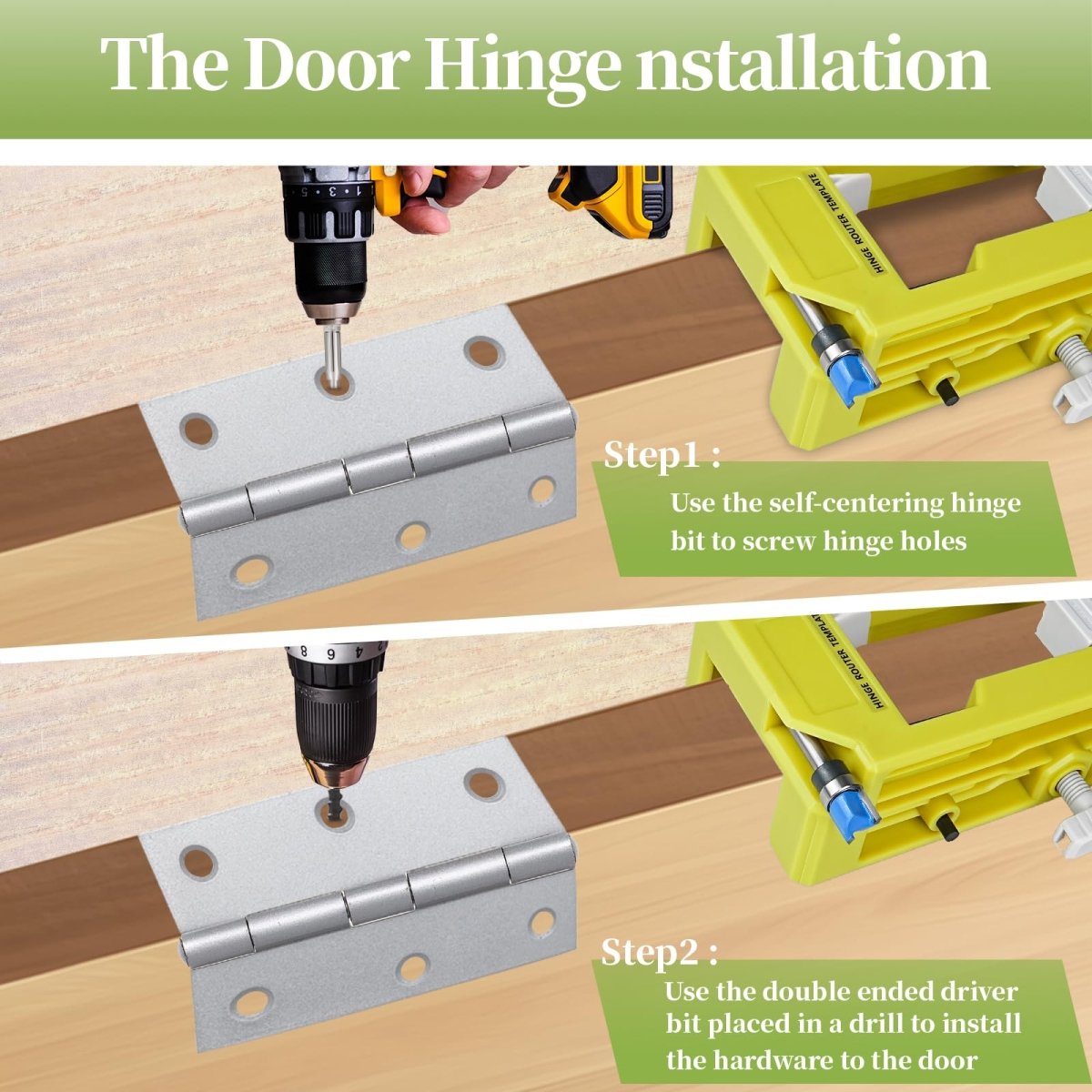 Door Hinge Jig, Door Hinge Tool, Door Hinge Router Template, Hinge Installation Kit Fits 3'' to 5'' Length and 1/4'' or 5/8'' Thickness Door Hinge - HomeDIYer