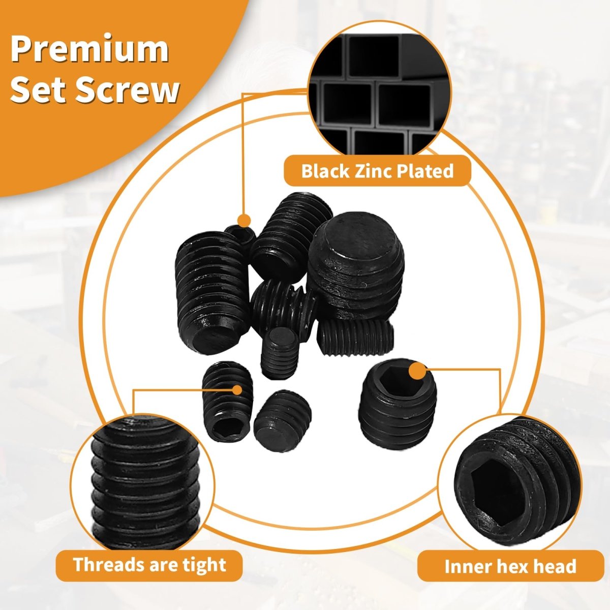 Set Screw Assortment Kit (250 Pcs) - Metric Sizes M3, M4, M5, M6, M8 - Carbon Steel Cupped & Hex Head Screws - Perfect for Door Knobs, Home Repair, Furniture, and More! - HomeDIYer