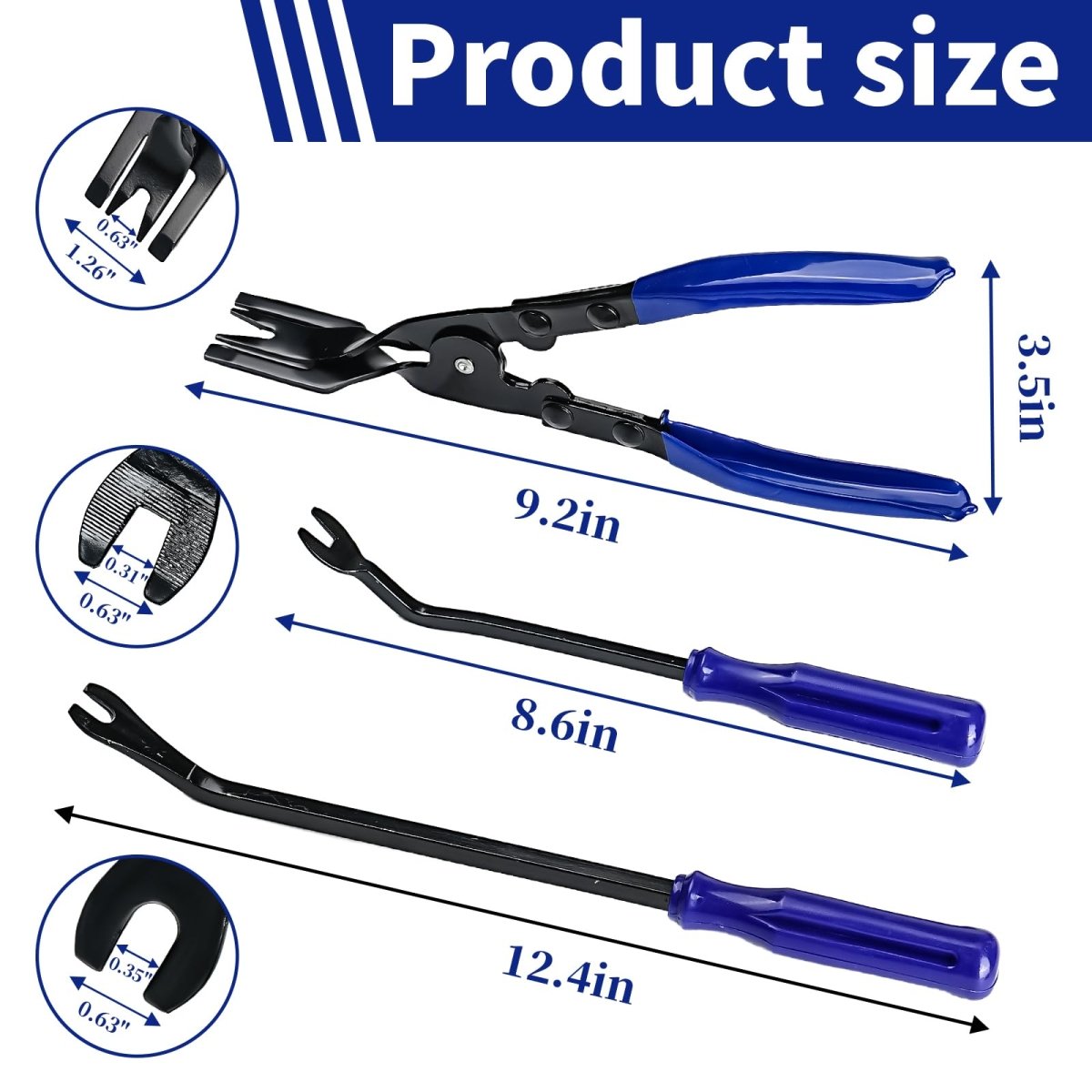 3 Pcs Trim Removal Tool, Include Clip Pliers, Fastener Remover Tool kit, Auto Trim Removal Tool Kit for Automotive Repair, Car Trim Removal & Panel Removal, with Storage Pouch - HomeDIYer