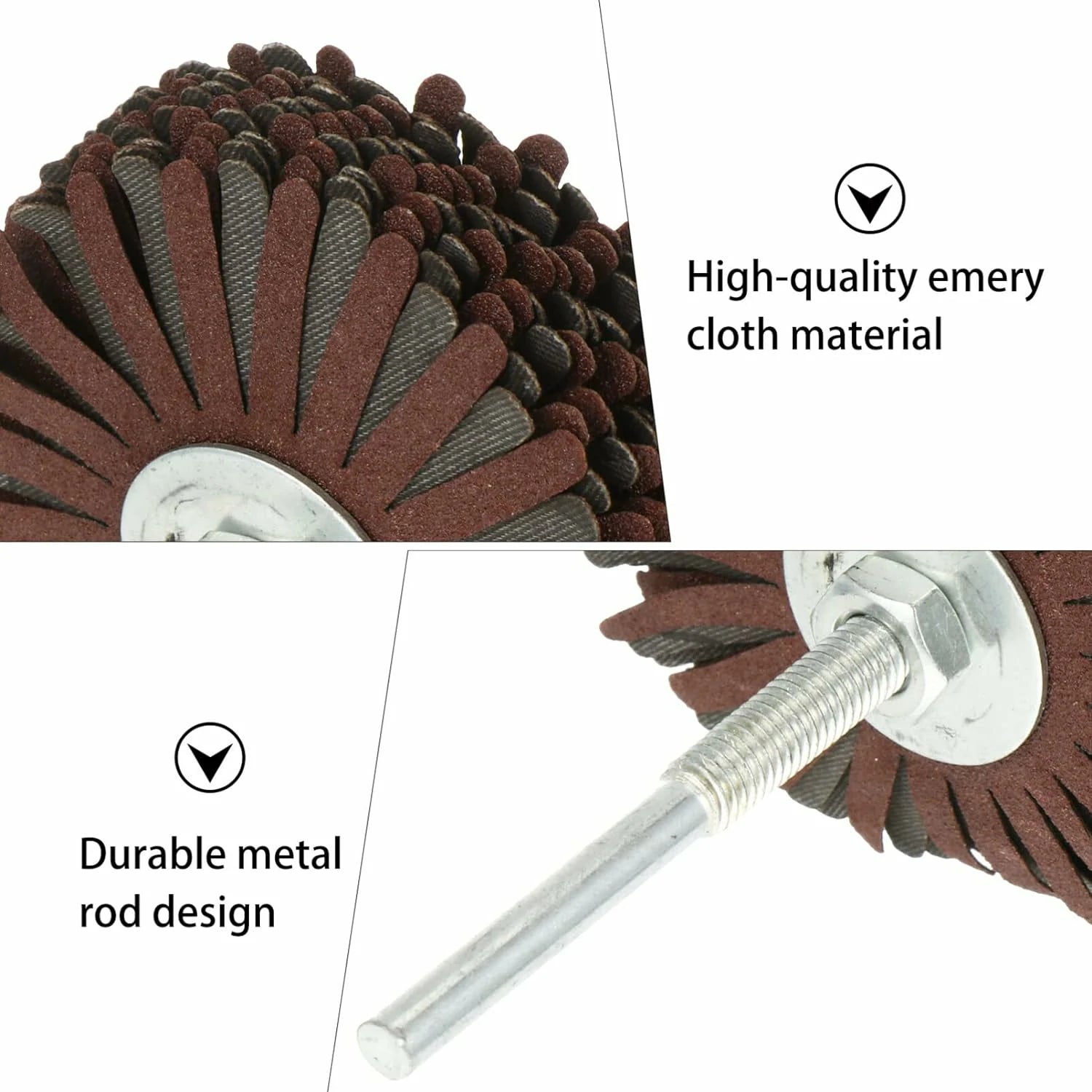 80*6mm shaft Mounted Sandpaper Wire Polishing Wheel Radial Abrasive Brush for Wood Irregular Surface Finish - HomeDIYer