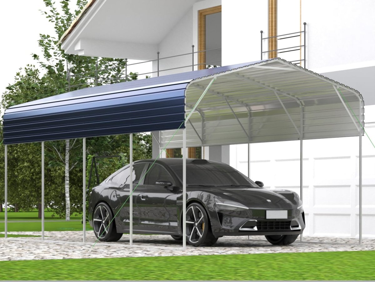 11x19FT Heavy Duty Metal Carport | Galvanized Outdoor Shelter for Cars, Boats & Parties - HomeDIYer