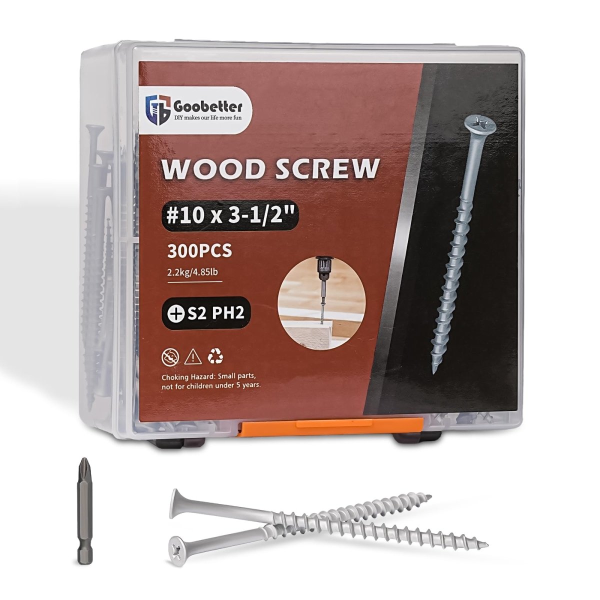 8 x 2'' 9 x 3'' 10 x 3 - 1/2'' Self - Drilling Wood Screws, 300pcs Deck Screws, Countersunk Construction Screws Assortment, S2 PH2 Phillips Drill Bit Included, Rust - Resistant for Treated Wood, Gray, 4.85lb - HomeDIYer