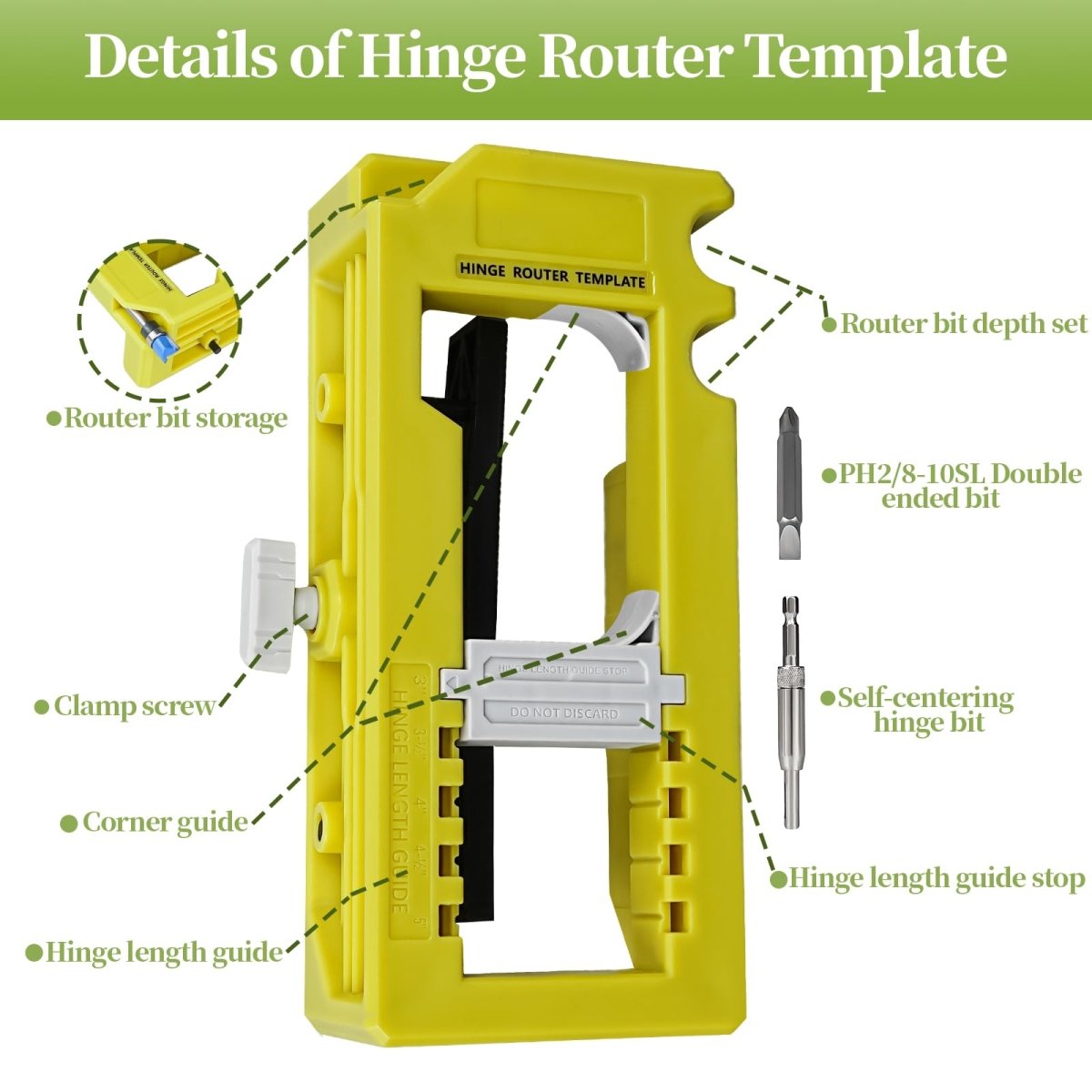 Door Hinge Jig, Door Hinge Tool, Door Hinge Router Template, Hinge Installation Kit Fits 3'' to 5'' Length and 1/4'' or 5/8'' Thickness Door Hinge - HomeDIYer