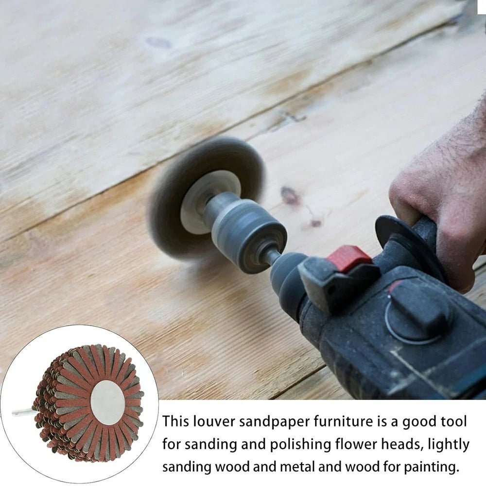 80*6mm shaft Mounted Sandpaper Wire Polishing Wheel Radial Abrasive Brush for Wood Irregular Surface Finish - HomeDIYer