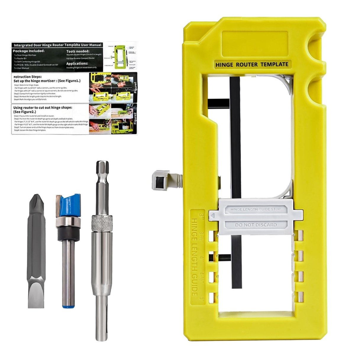 Door Hinge Jig, Door Hinge Tool, Door Hinge Router Template, Hinge Installation Kit Fits 3'' to 5'' Length and 1/4'' or 5/8'' Thickness Door Hinge - HomeDIYer