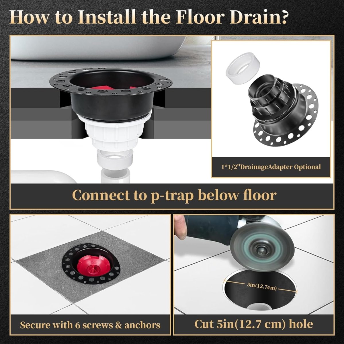 PVC Freestanding Tub Drain Rough - in Kit, Bathtub Drain Kit for Island Bathtubs, PVC Plastic Adapter and Brass Tail Pipes, Compatible with Free Standing Tub Drain, Floor Mounted Bathtubs - HomeDIYer