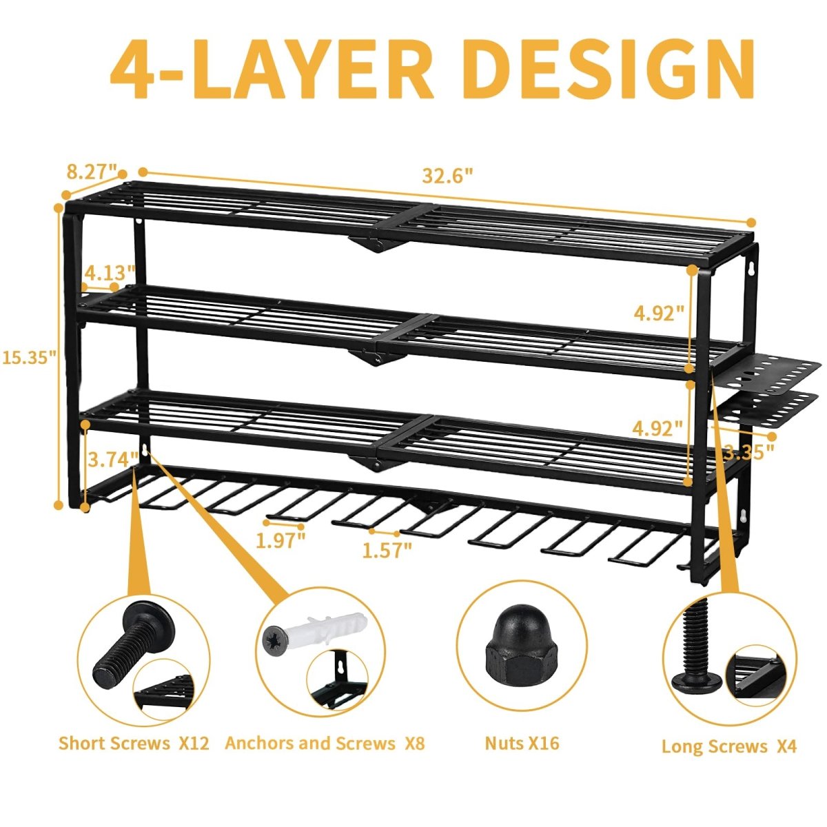 4 Layer Power Tool Organizer Wall Mount, Cordless Drill Storage, Tool shelf, Screwdriver Organizer use for Workshop, Shed - 9 Slots - HomeDIYer