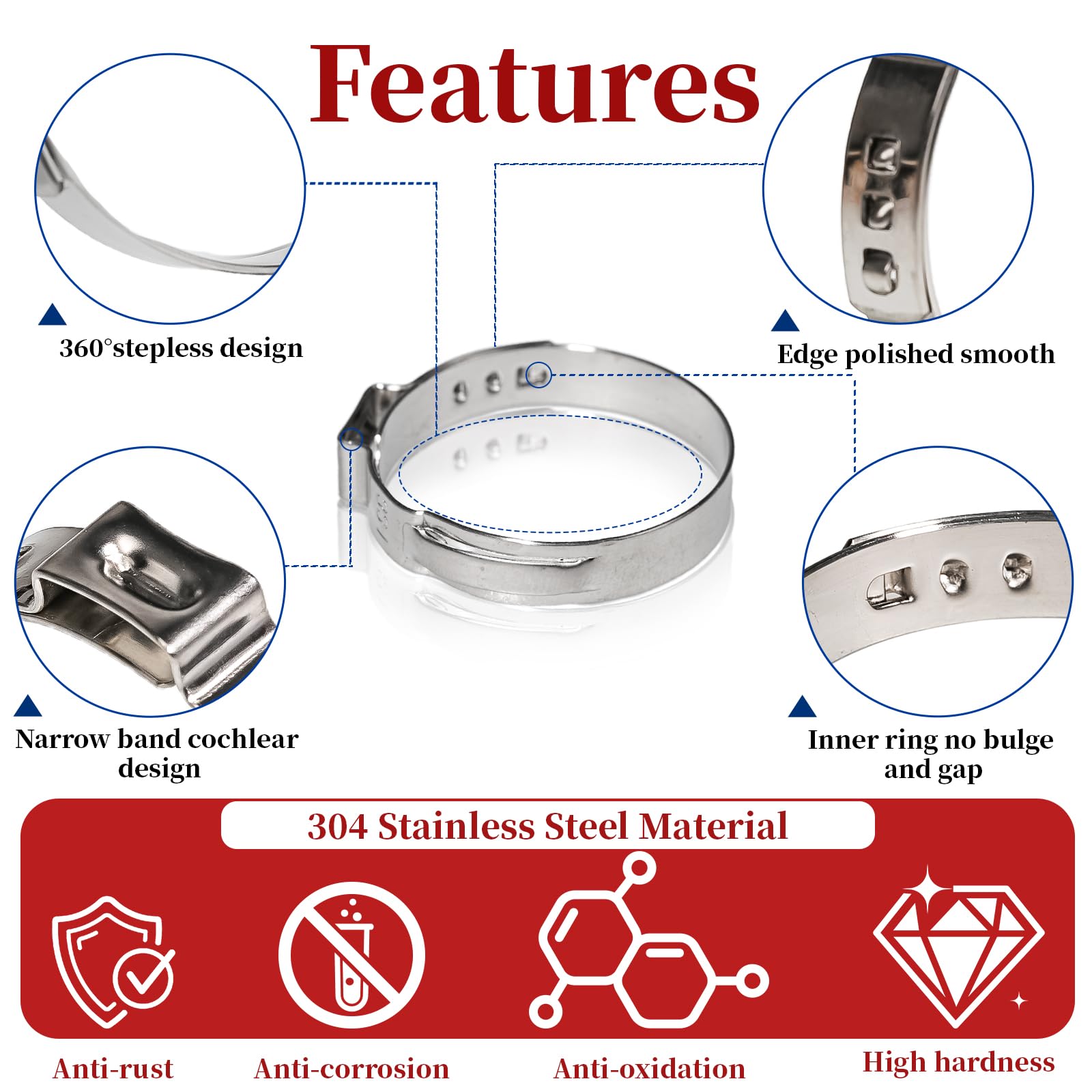 192 Pcs 12 Sizes Goobetter Single Ear Hose Clamps Stainless Steel with Ear Clamps Pincer Set, 5.3-33.1mm Adjustable Hose Clamp Assortment for radiator, Plumbing, Automotive, Washing Machine