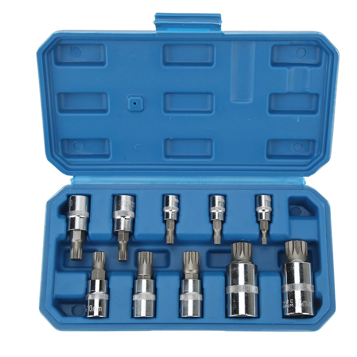 Professional 10 Pcs XZN 12 Point Triple Square Spline Bit Socket Set Tamper Proof with Case Automotive Tool Kit High Quality - HomeDIYer