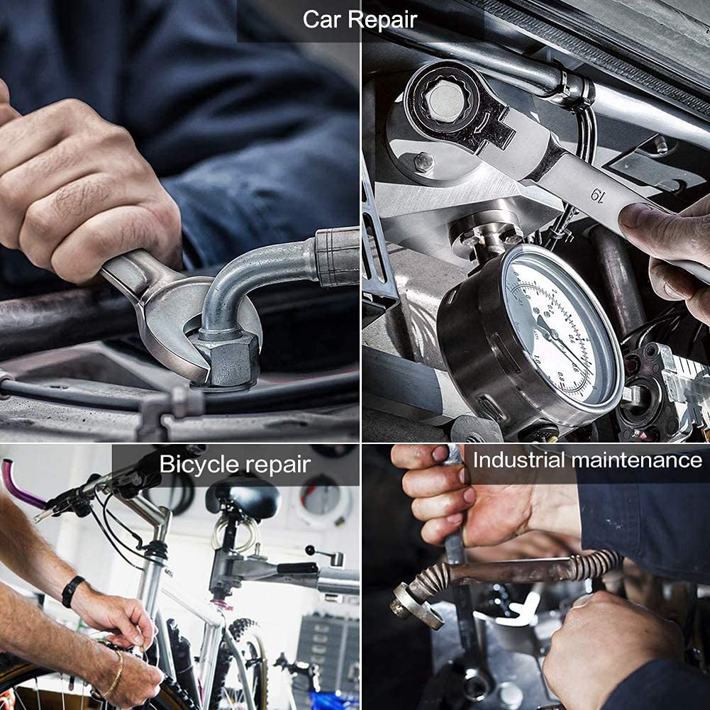 12Pcs Activities Wrench Set Ratchet tools Torque Wrench Gears flexible Open End Wrenches Repair Tools To Bike Spanner - HomeDIYer