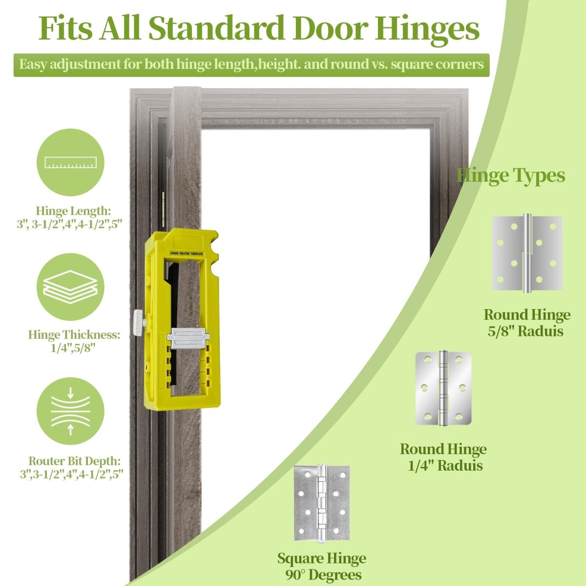 Door Hinge Jig, Door Hinge Tool, Door Hinge Router Template, Hinge Installation Kit Fits 3'' to 5'' Length and 1/4'' or 5/8'' Thickness Door Hinge - HomeDIYer