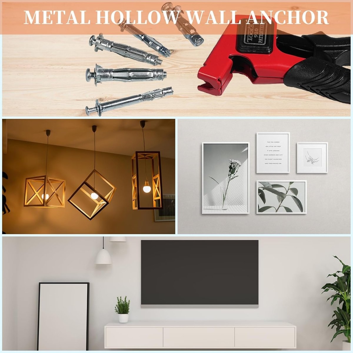 Molly Bolts for Drywall Plaster Wall, Hollow Wall Anchors Drywall Screw Gun for Picture Frames, Shelves, and Towel Racks 40pcs Heavy Duty Hollow Wall Anchors in 8 Size Screws Incl - HomeDIYer