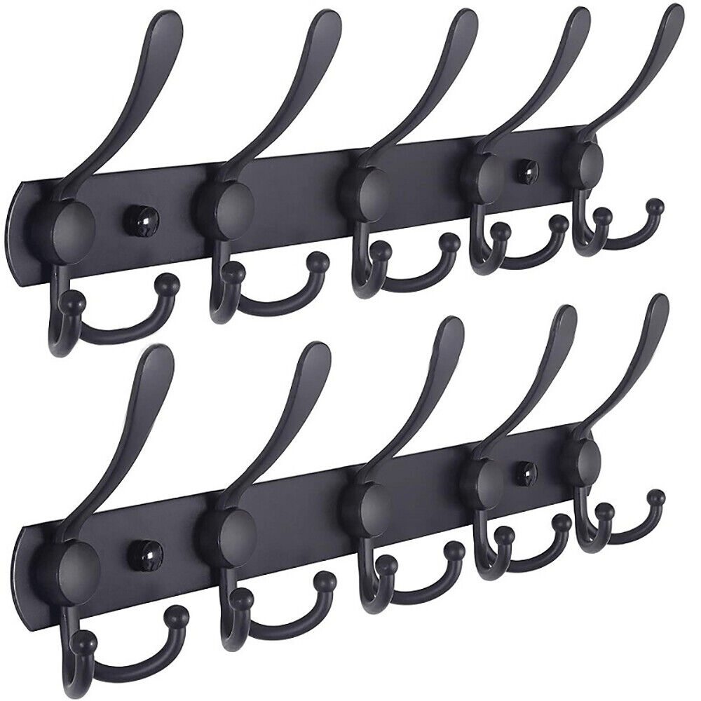 Stainless Steel Hooks Bathroom Hooks Black - 5 Hooks - HomeDIYer