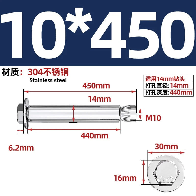 Stainless Steel Masonry Concrete Expansion Anchor Bolt — M6 M8 M10 M12 M16 | 304 & 201 SS