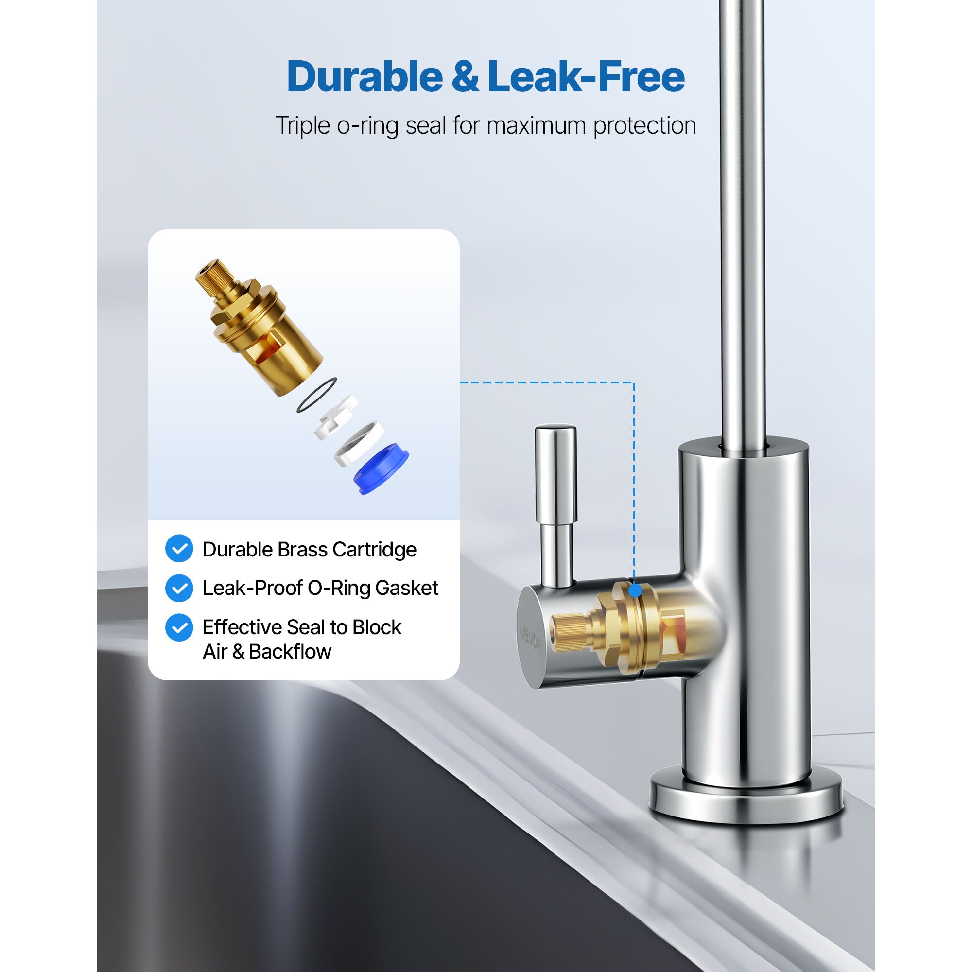 Stainless Steel Faucet, Lead-Free Drinking Water Faucets, Reverse Osmosis Faucet with Solid Brass Valve, High Arch Filtered Water Faucets For Kitchen Sink, Bar Counter, Cafe Shop, Brushed Nickel