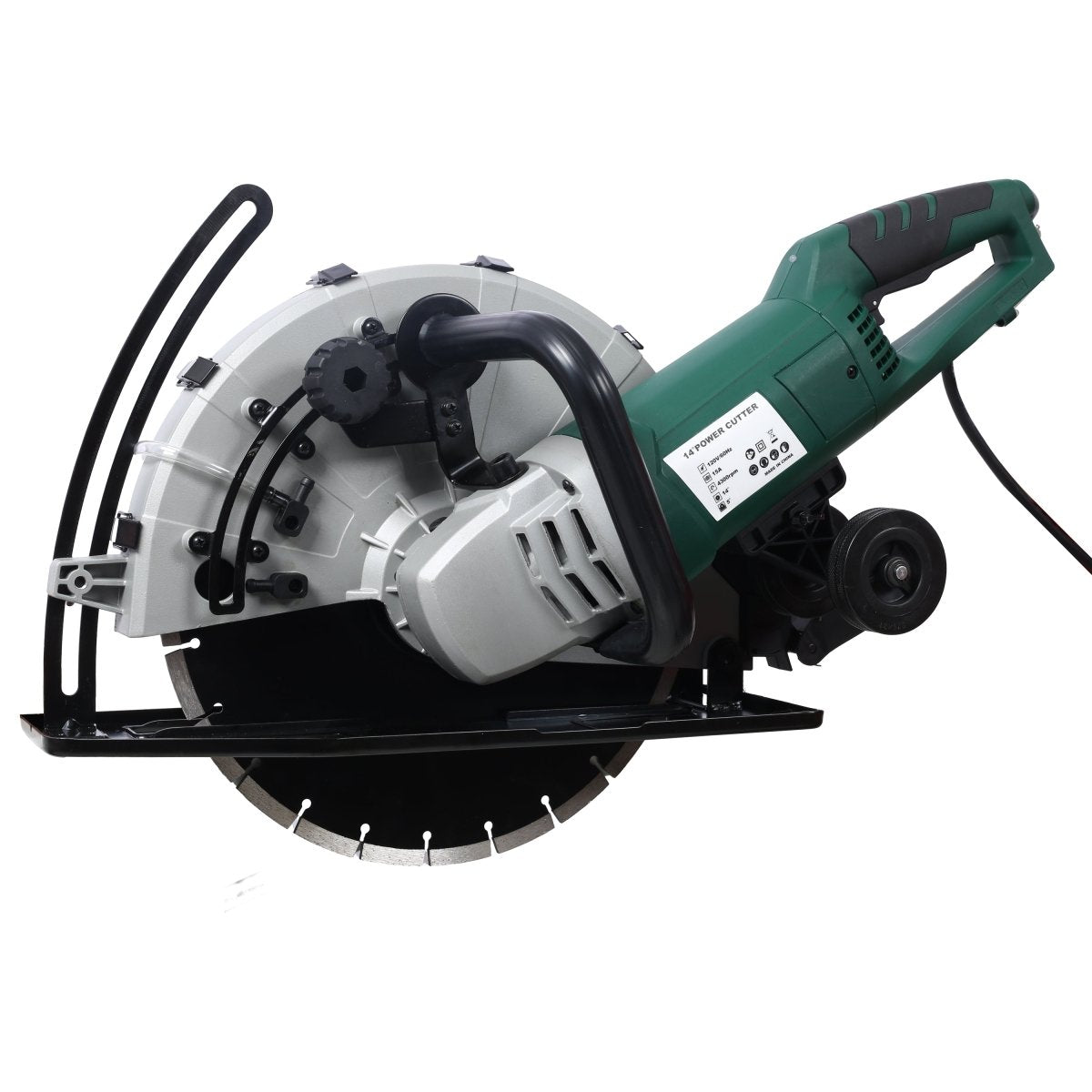 Portable 14" Wet/Dry Electric Corded Circular Concrete Saw/Power Angle Cutter 2600W w/Water Line & Guide Roller (With Blade)ETL certificate. - HomeDIYer