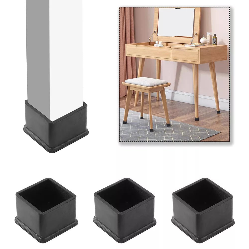 Square Chair Leg Caps Anti - Slip Rubber Chair Tips Table Chair Floor Protectors - HomeDIYer