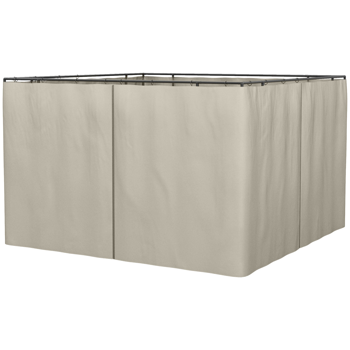 Gazebo Sidewall Curtain Set 10x10 ft, 4-Panel Polyester Replacement Curtains with Hooks & C-Rings for Pergola & Cabana, Beige