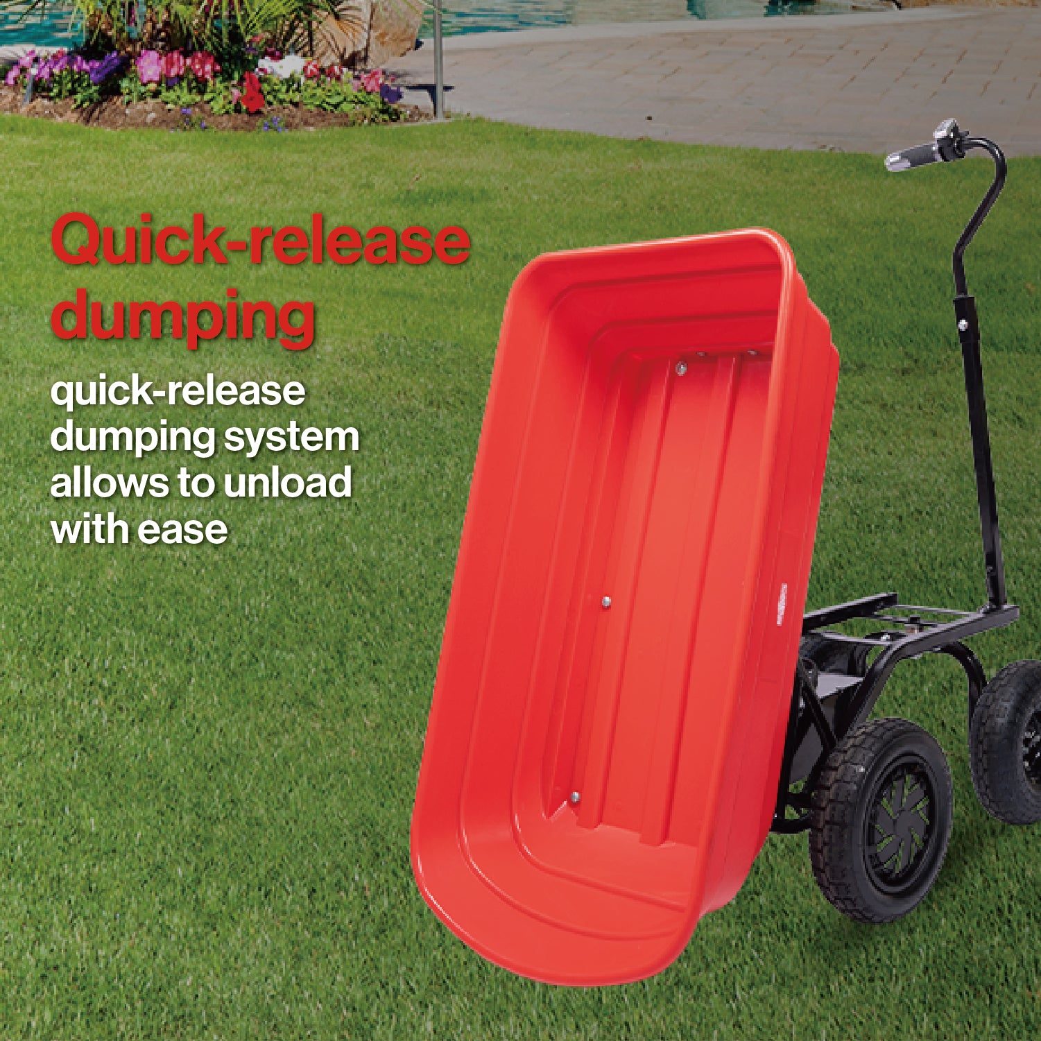 Four-wheeled electric cart 24V 180W lead-acid battery 264 lbs (120 kg) electric one-wheeled wheelbarrow 75L electric garden cart plastic pot capacity 2.6 cu.ft. wheelbarrow electric wheelbarrow