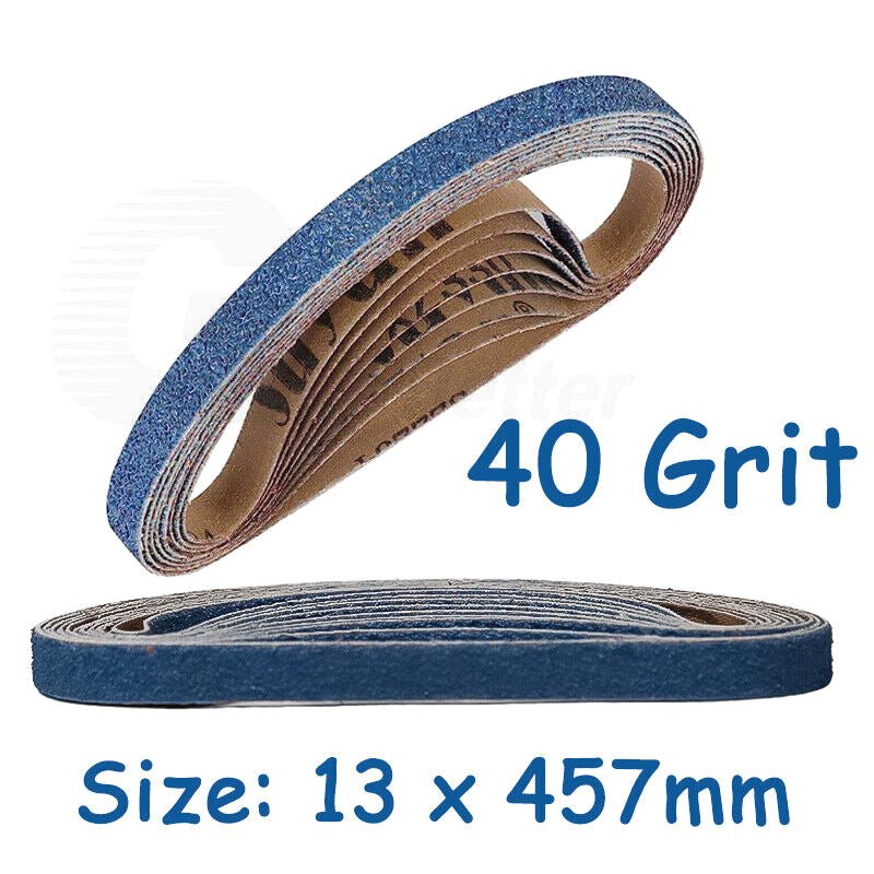 13x457mm Zirconia Corundum Sanding Belt Set 40, 60, 80 & 120 Gri For Power File - HomeDIYer