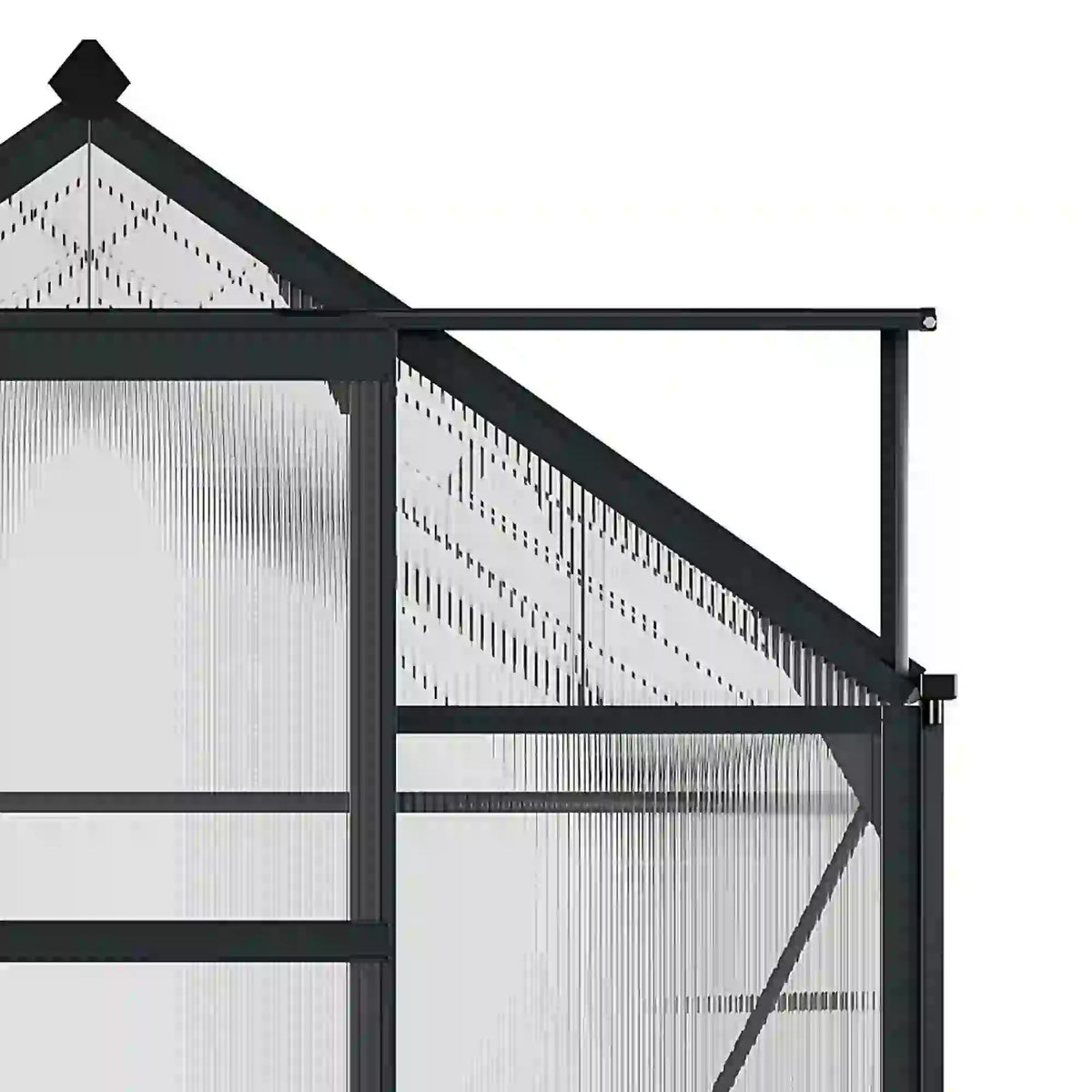 6.2ft x 8.3ft x 6.6ft Heavy‑Duty Aluminum Walk‑In Greenhouse — Polycarbonate Panels Sliding Door & Rooftop Vent Gray