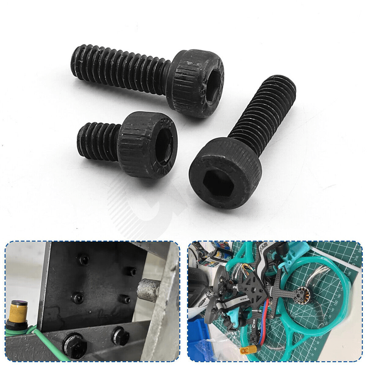 282Pcs M3 Black Hexagon Socket Cup Head Screws Bolts & Nut Kit 12.9 High Tensile - HomeDIYer