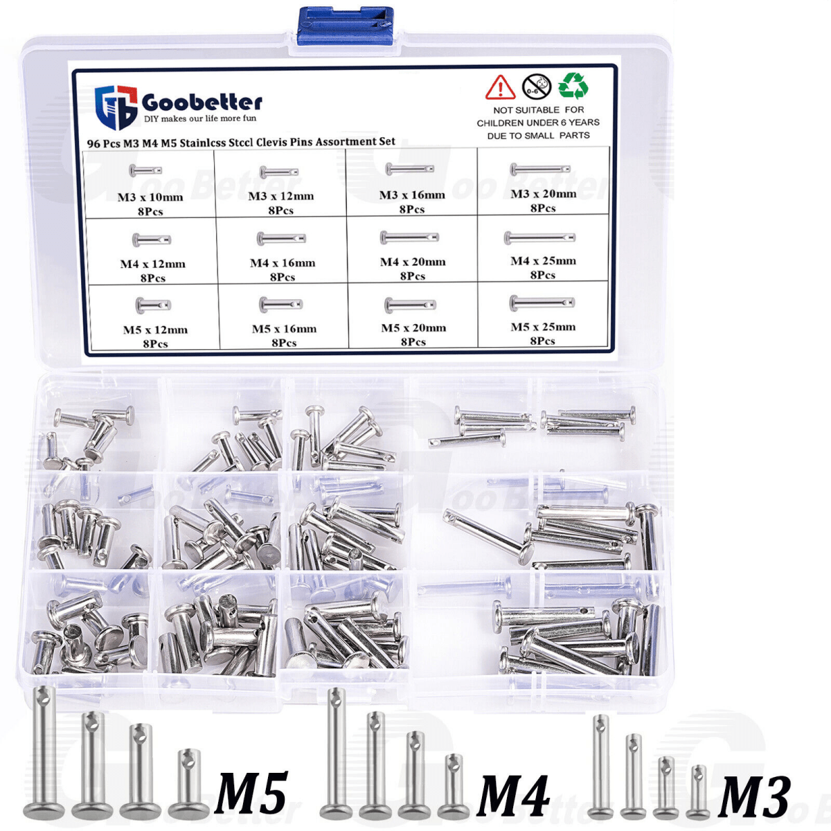 96 - piece M3 - M5 cotter pin set Stainless steel cotter pin set - HomeDIYer